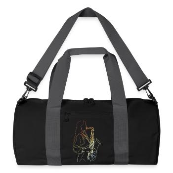 Croquis de saxophoniste vintage - Sac de sport recyclé - noir/gris graphite - Devant