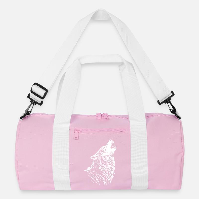 Warrior wolf with tribal design Recycled Duffel Bag