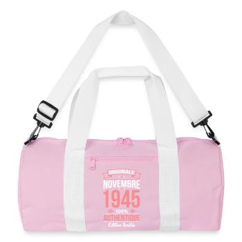 80th Anniversary - Original - November 1945 - Recycled Duffel Bag - pink/white - Front
