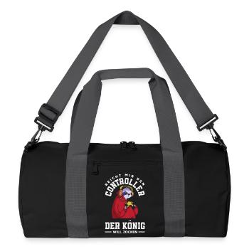 Reicht mir den Controller – König will zocken - Recycelte Duffel Bag - Schwarz/Graphitgrau - Vorne