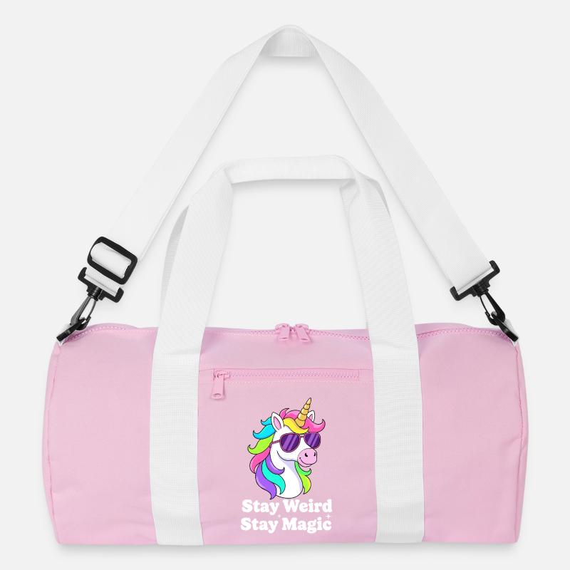 Buntes Einhorn mit Sonnenbrille Recycelte Duffel Bag