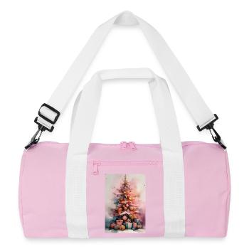 Arbre Noël aquarelle pastel - Sac de sport recyclé - rose/blanc - Devant