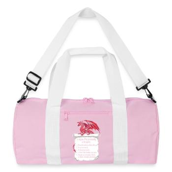 5 Signs I am Probably a Dragon Lover - Recycled Duffel Bag - pink/white - Front