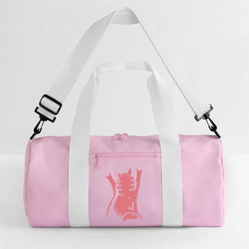 Rock Cat Back View – Devil Horns Recycled Duffel Bag