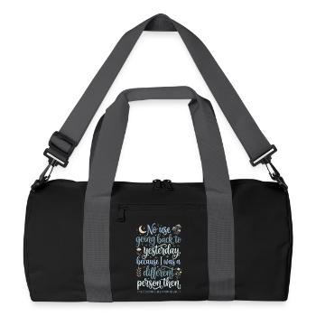 Inspirierendes Zitat – "Gestern" (Gestern) - Recycelte Duffel Bag - Schwarz/Graphitgrau - Vorne