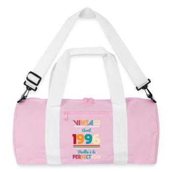 Anniversaire 30 ans - Vintage - Avril 1996 - Sac de sport recyclé - rose/blanc - Devant