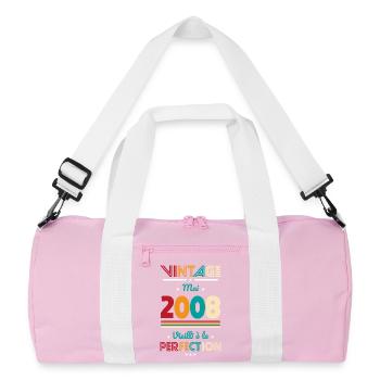 Anniversaire 18 ans - Vintage - Mai 2008 - Sac de sport recyclé - rose/blanc - Devant
