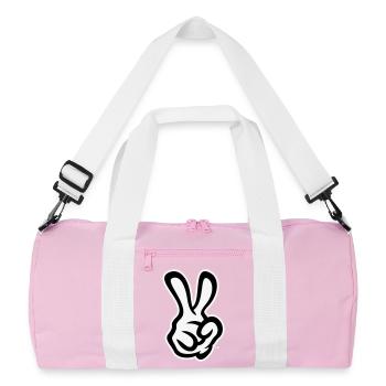 Victory Hand Signals (Right Hand / NEG / 2C) - Recycled Duffel Bag - pink/white - Front