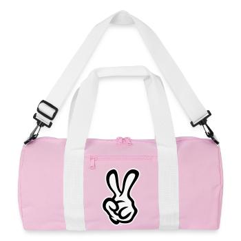Signaux de la main de victoire (Main gauche / NEG / 2C) - Sac de sport recyclé - rose/blanc - Devant