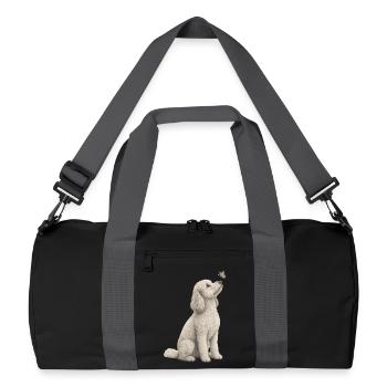 Poodle with butterfly design for animal lovers - Recycled Duffel Bag - black/graphite grey - Front