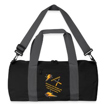 Elektriker T-Shirt Lustiges Geschenk Beruf Humor!! - Recycelte Duffel Bag - Schwarz/Graphitgrau - Vorne