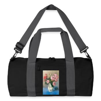 Malerei - Malerei mit Rosen in der Vase. - Recycelte Duffel Bag - Schwarz/Graphitgrau - Vorne