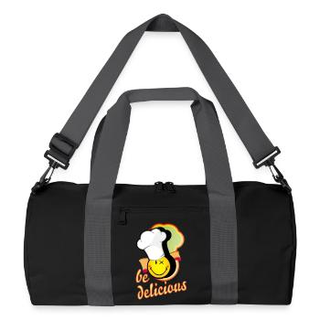 fröhliches Smiley mit großer Kochmütze - Recycelte Duffel Bag - Schwarz/Graphitgrau - Vorne