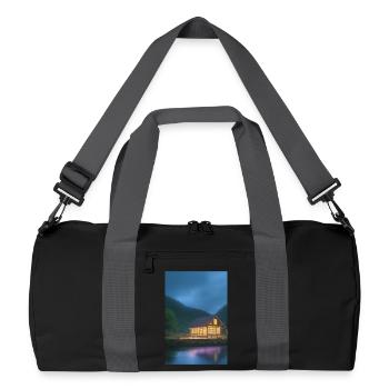 Charming lakeside cabin - Recycled Duffel Bag - black/graphite grey - Front