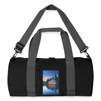 Charming lakeside cabin - Recycled Duffel Bag - black/graphite grey - Front