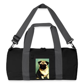 Mops Hund - Recycelte Duffel Bag - Schwarz/Graphitgrau - Vorne