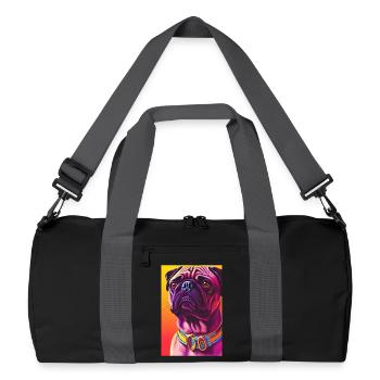 Mops Hund - Recycelte Duffel Bag - Schwarz/Graphitgrau - Vorne