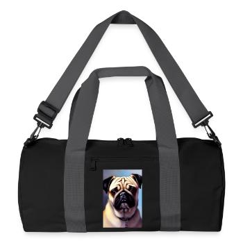 Mops Hund - Recycelte Duffel Bag - Schwarz/Graphitgrau - Vorne