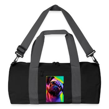 Mops Hund - Recycelte Duffel Bag - Schwarz/Graphitgrau - Vorne