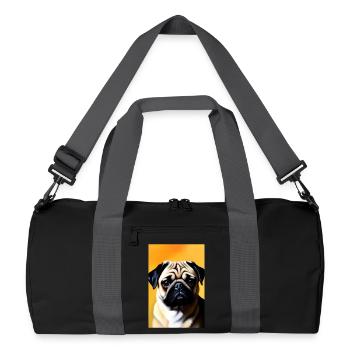 Mops Hund - Recycelte Duffel Bag - Schwarz/Graphitgrau - Vorne
