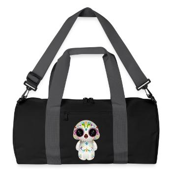 cute sugar skull with colorful ornaments - Recycled Duffel Bag - black/graphite grey - Front