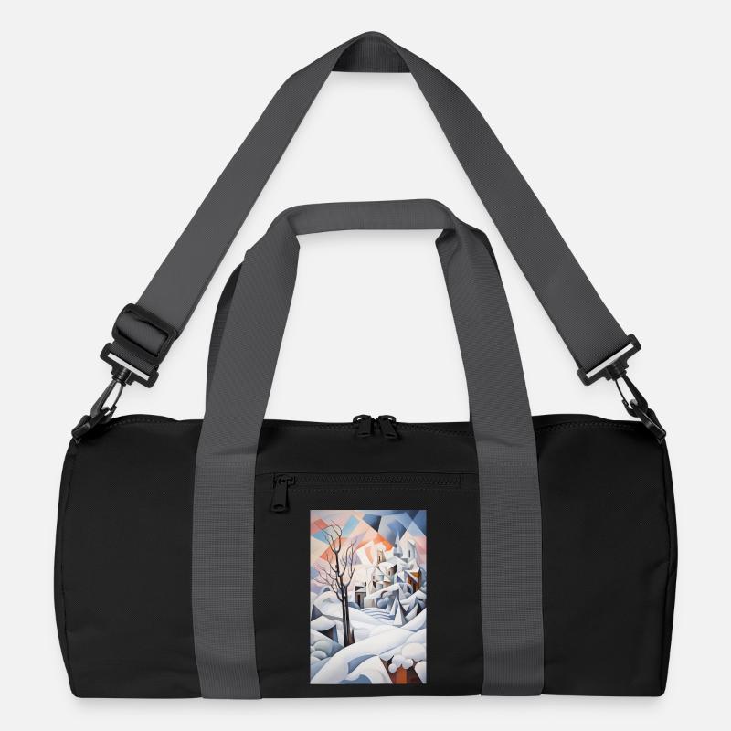 Verschneite Landschaft im geometrischen Stil Recycelte Duffel Bag