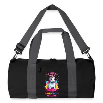 Licorne mignonne - Sac de sport recyclé - noir/gris graphite - Devant