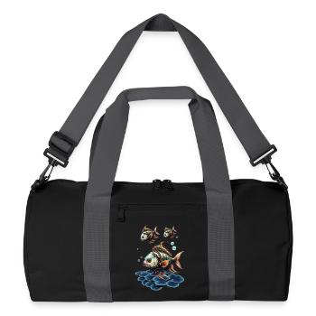 Toller Fantasy-Steampunk-Fisch. - Recycelte Duffel Bag - Schwarz/Graphitgrau - Vorne