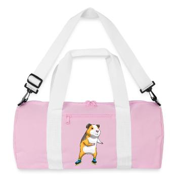 Meerschweinchen Inline skating Inline skates - Recycelte Duffel Bag - Rosa/Weiß - Vorne