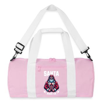 Santa Mode On - Recycelte Duffel Bag - Rosa/Weiß - Vorne