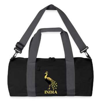 Pfau - Vogel Indiens - Recycelte Duffel Bag - Schwarz/Graphitgrau - Vorne