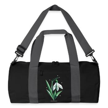Zarte polygonale Schneeglöckchen-Illustration - Recycelte Duffel Bag - Schwarz/Graphitgrau - Vorne