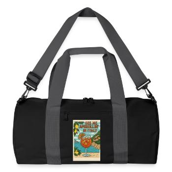 Italienischer Spritz Cartoon Design - Recycelte Duffel Bag - Schwarz/Graphitgrau - Vorne