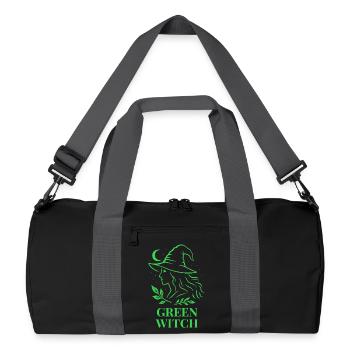Green Witch mit Mond und Blättern in Grün - Recycelte Duffel Bag - Schwarz/Graphitgrau - Vorne