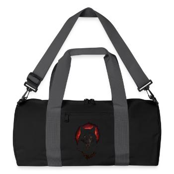Dunkler Wolf, intensive Nachtkreatur, roter Heiligenschein - Recycelte Duffel Bag - Schwarz/Graphitgrau - Vorne