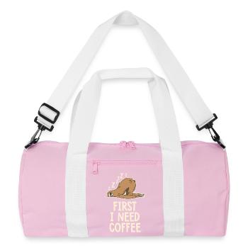 D'abord j'ai besoin d'un café humour drôle - Sac de sport recyclé - rose/blanc - Devant