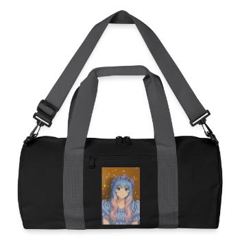 Blumenkrone Animefig mit Pastellhaar - Recycelte Duffel Bag - Schwarz/Graphitgrau - Vorne