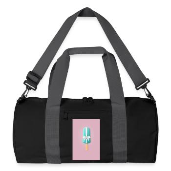 Eis am Stiel mit Schleife – Süßes Geschenk - Recycelte Duffel Bag - Schwarz/Graphitgrau - Vorne
