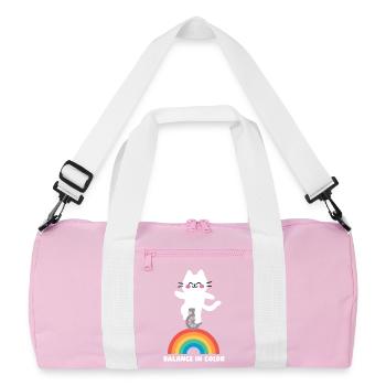 Cat Balances Rainbow - Recycled Duffel Bag - pink/white - Front