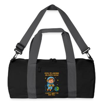 Mama Ich Lande Bald Baby Junge Weltraum Schwangerschaft - Recycelte Duffel Bag - Schwarz/Graphitgrau - Vorne