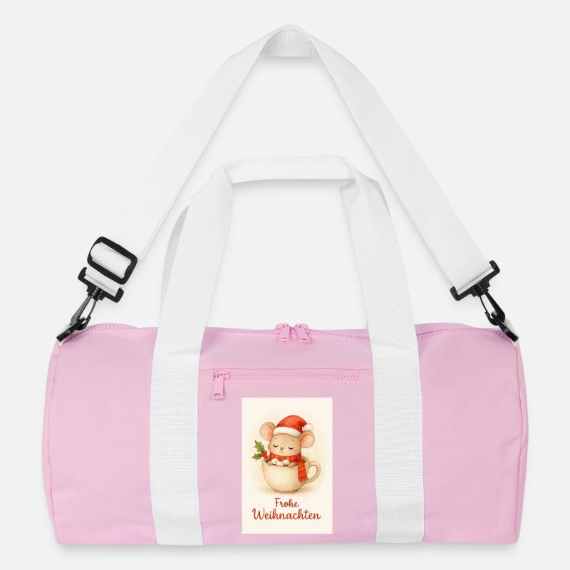 Cuddly mouse in Christmas cup Recycled Duffel Bag
