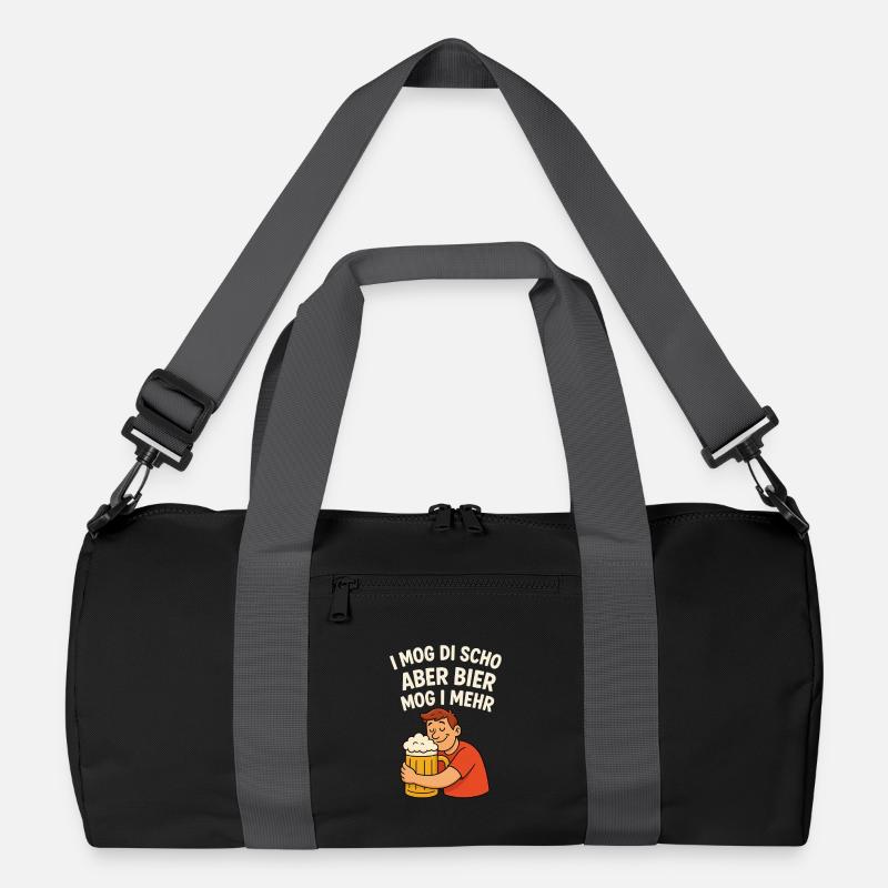 I MOG DI SCHO ABER BIER MOG I MEHR - Recycelte Duffel Bag - Schwarz/Graphitgrau