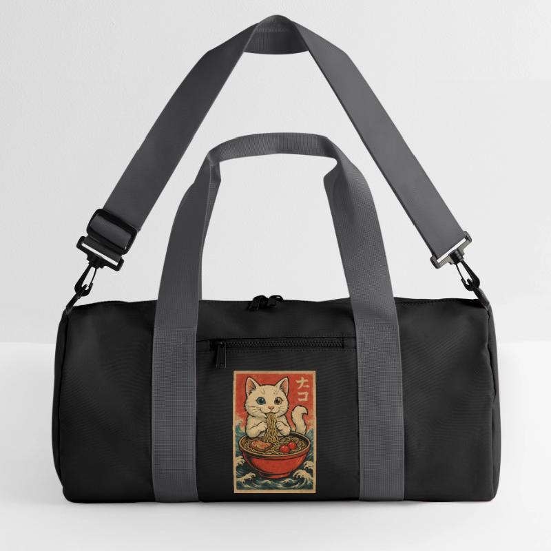 Cat Frames Ukiyo-E Retro Recycled Duffel Bag