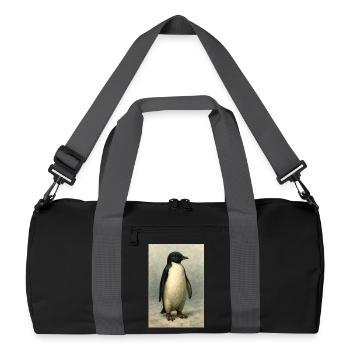 Vintage Penguin in Oil Painted Portrait - Recycled Duffel Bag - black/graphite grey - Front