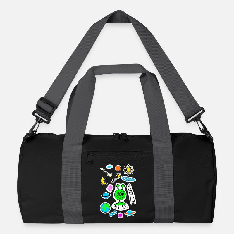 Weltraumkritzelei - Recycelte Duffel Bag - Schwarz/Graphitgrau