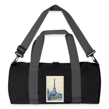 Paris Eiffel Blueprint - Recycled Duffel Bag - black/graphite grey - Front