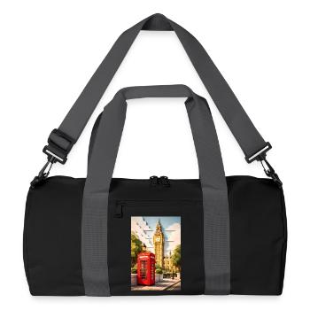 London Paper Craft : cabine téléphonique rouge par Big Ben - Sac de sport recyclé - noir/gris graphite - Devant