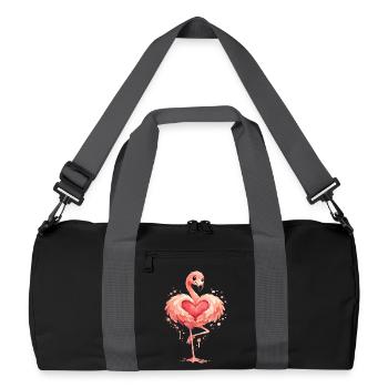 Flamant rose au cœur | Cadeau rose d’animal mignon - Sac de sport recyclé - noir/gris graphite - Devant