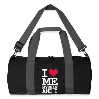 Ich liebe mich selbst und ich - Humor - Weiß - Recycelte Duffel Bag - Schwarz/Graphitgrau - Vorne