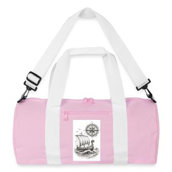 Compass Viking Sailing Ship - Recycled Duffel Bag - pink/white - Front